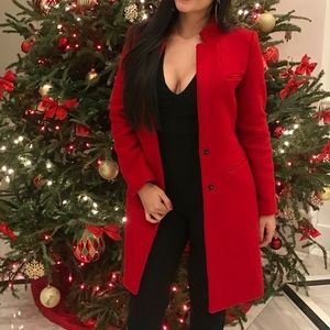 Elegant red pea coat